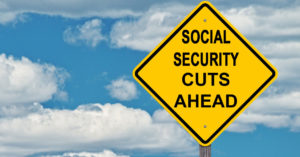 Social Security Cuts Ahead traffic warning sign